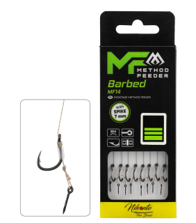 Mikado Návazec MF - MF14 s jehlou - háček s protihrotem #4 / pletená šňůra: 0.18mm/10cm - 8 ks